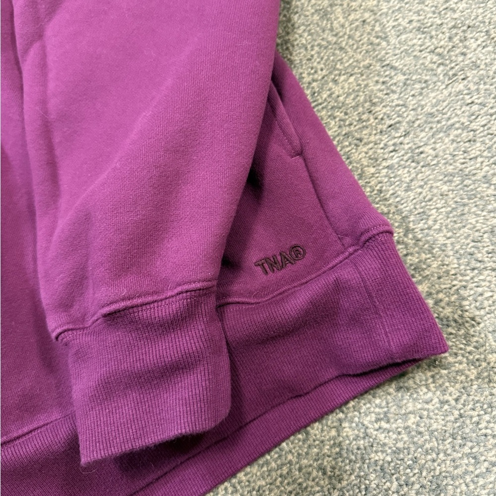 Aritzia TNA Sweatfleece Cozy Fleece Mock Neck Sweatshirt size 1 Mega Fit Maroon - Picture 3 of 4